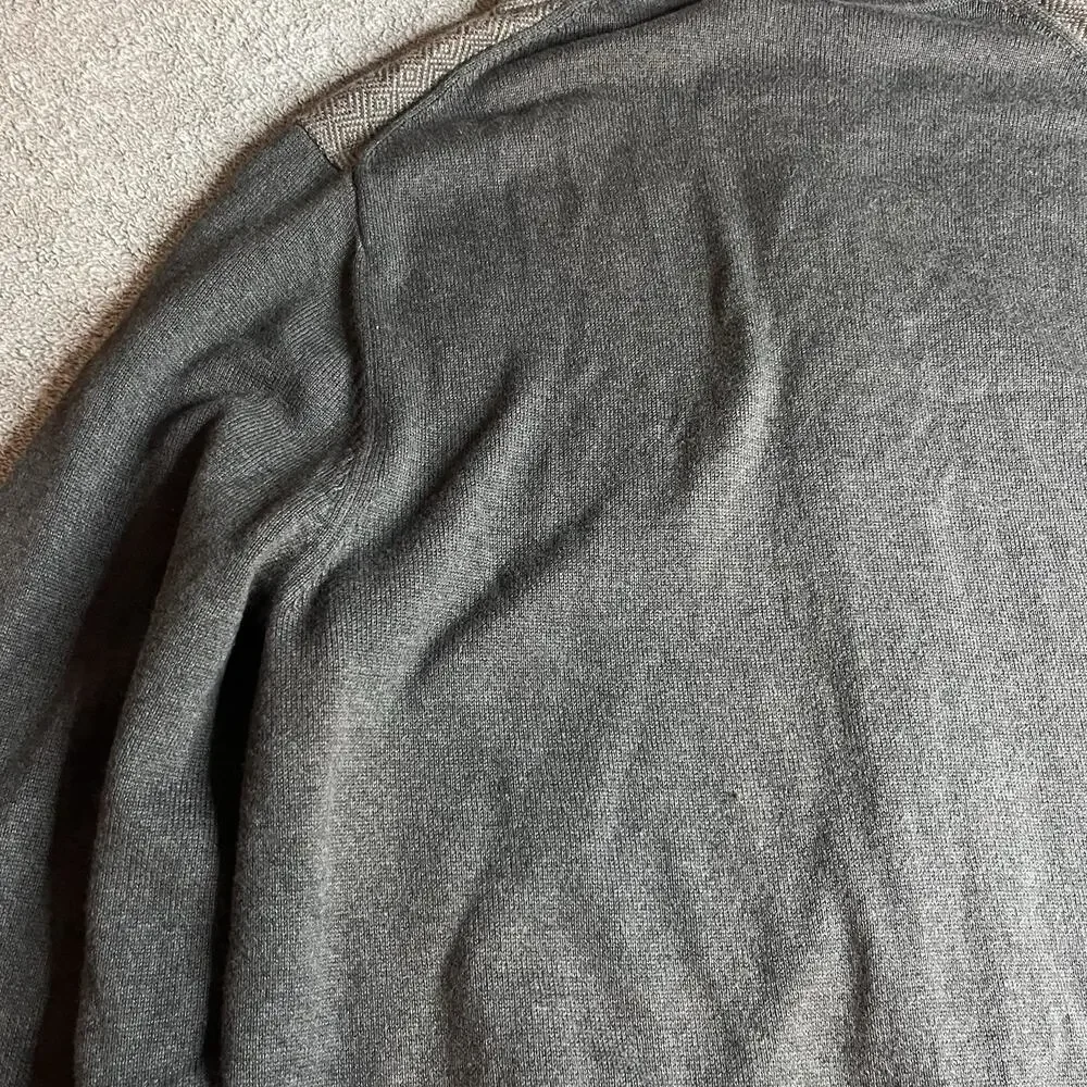 Tommy Bahama Men's M Diamond Springs Full Zip Sweater Jacket Gray Knit Cotton